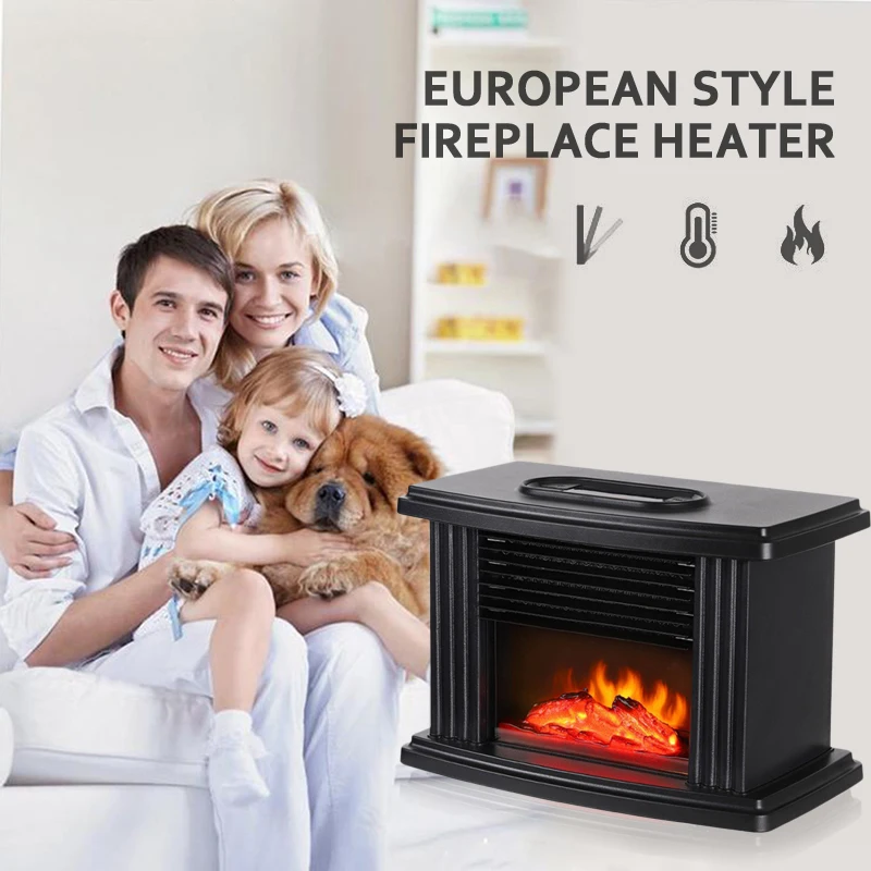 1000W Electric Fireplace Log Burning Fire Flame Effect Stove Heater  Freestanding Household Winter Heating Machine Fireplaces