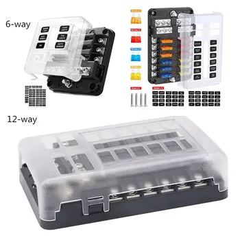 

Truck DC 12-32V Motorhome Coach Boat Bus Bar Power Distribution Block Double Busbars 6-way12-way Fuse Box with LED Lights 100Amp
