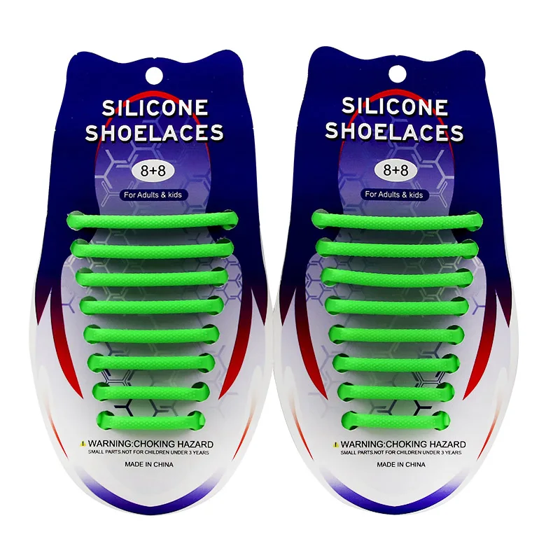 Шнурки трехмерные полукруглые креативные силиконовые эластичные без застежки для взрослых детские шнурки с круглым носком и пряжкой - Цвет: green16 pieces