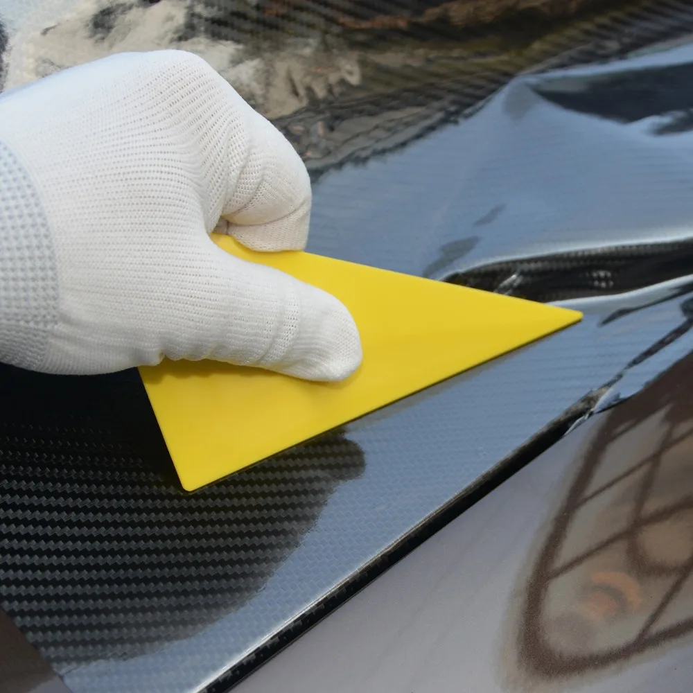 EHDIS Carbon Fiber Film Wrapping Triangle Squeegee Window Wall Paper Tint Plastic Scraper Corner Sticker Vinyl Install Car Tool