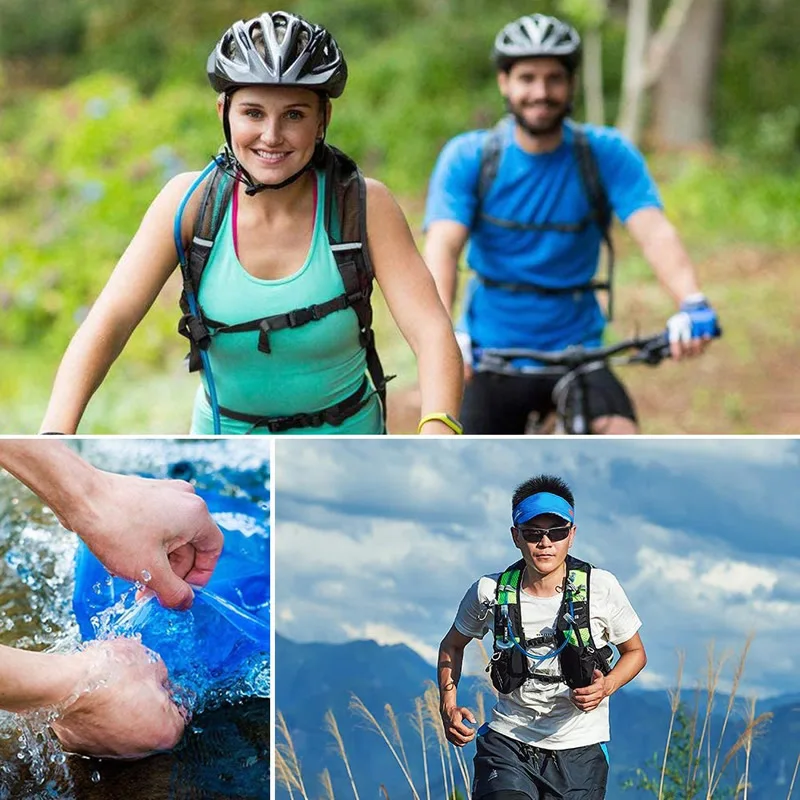 bloco da hidratação, bebendo, correndo, ciclismo, acampando