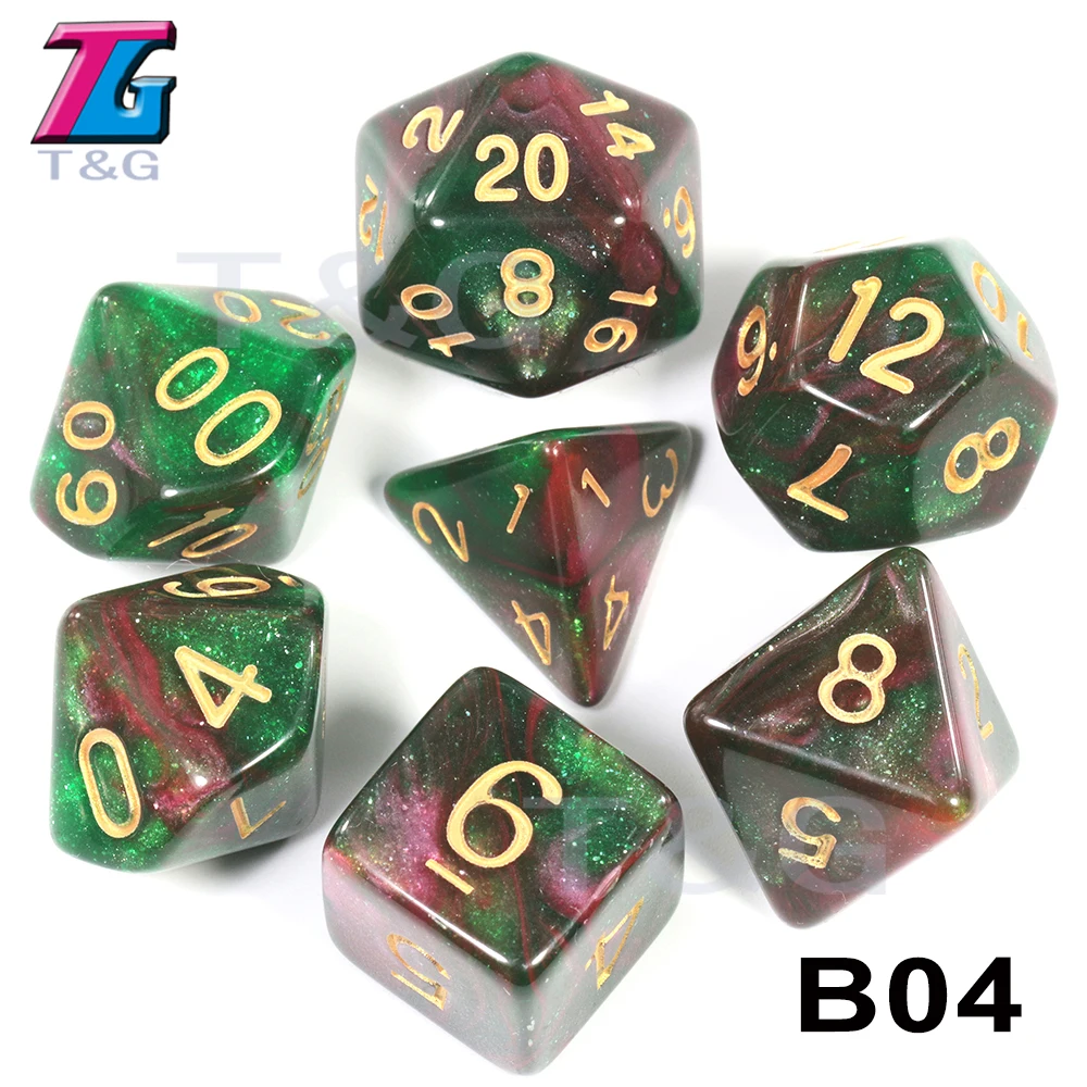 Игральные кости DND 7 шт./компл. Вселенной Galaxy D4, D6, D8, D10, D10%, D12, D20 многогранные с драконами и подземелья игровой набор