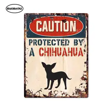 

13*10cm Caution Protected By Chihuahua Warning Funny Car Sticker Dog Pet Car Window Decal Vinyl Waterproof Car Accessories
