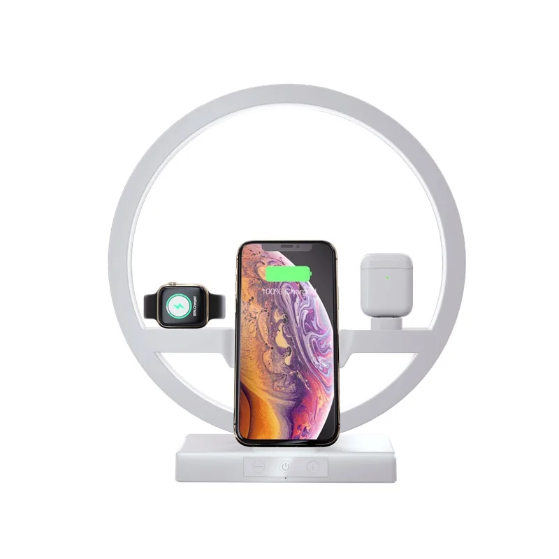 Tongdaytech 4 в 1 10 Вт Qi Быстрое беспроводное зарядное устройство для Iphone 11 Pro X XS XR 8 Plus светодиодная зарядная станция для Apple Airpods Watch Se
