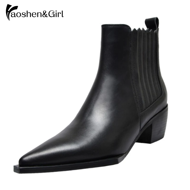 Haoshen &amp Girl/обувь из натуральной коровьей кожи женские ботильоны в стиле ретро