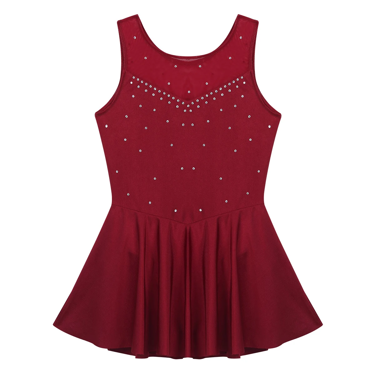 ChicTry Kids Teens Sparkly Rhinestone Tulle Sleeveless Figure Skating Dress Ballet Costume Gymnastics Leotard Girls Dance Wear