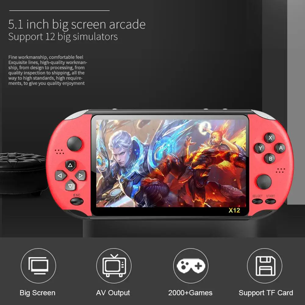 Портативный игровой видеоплеер X12 5 1 дюйма 8G 2500 встроенных игр Ретро консоли X12PLUS