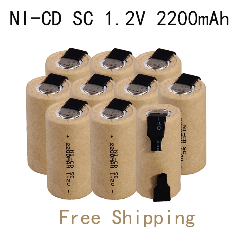 100% Original Screwdriver Drill SC Batteries 1.2V 2200mah Sub C Ni-Cd Rechargeable Battey With Tab Power Tool NiCd SUBC Cells |