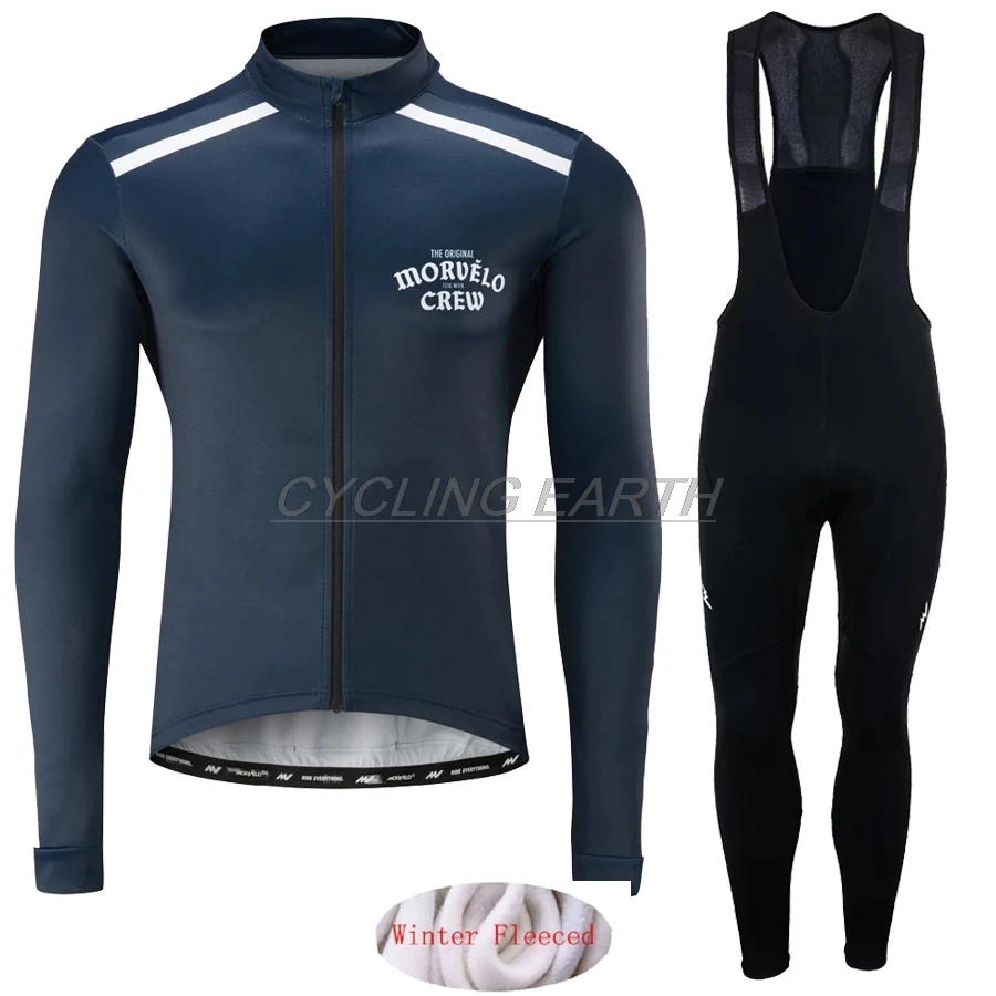 winter set Morvelo теплый зима Термальность флис велосипедная одежда Для Мужчин's Велоспорт Джерси костюм для прогулок верховой езды на велосипеде, MTB Костюмы комбинезон, комплект - Цвет: winter set