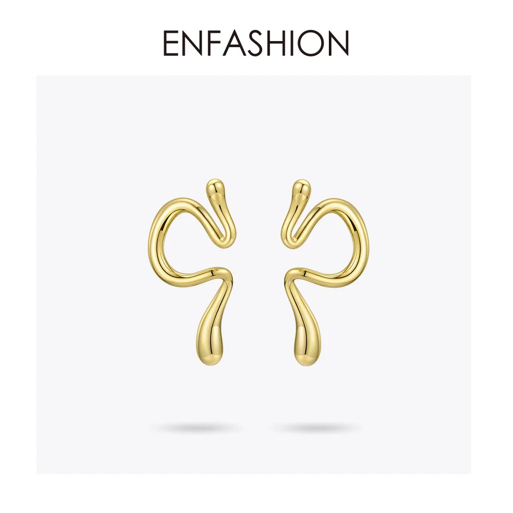 Yellow gold color ENFASHION, панк, запонки для ушей, клипсы, серьги для женщин, золотой цвет, линия, серьги без пирсинга, ювелирные изделия Oorbellen E191078 - Окраска металла: Yellow gold color