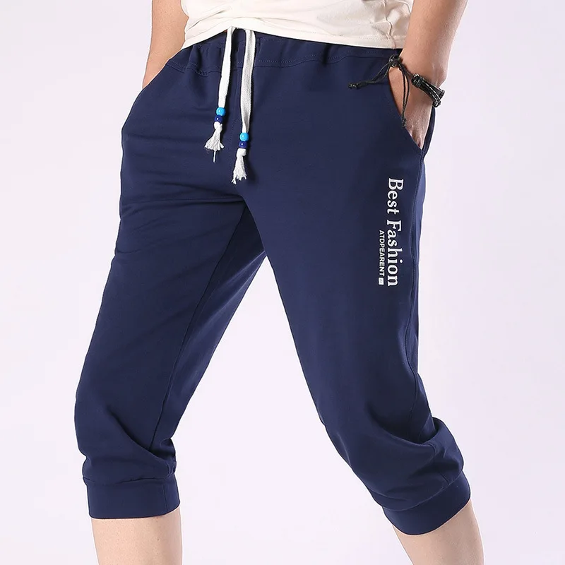 Летние новые модные брендовые мужские хлопковые мягкие Свободные повседневные микро-эластичные узкие брюки с эластичной талией M-5XL