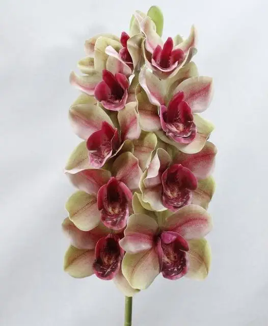 11 бутоны, реалистичные 3D печать большой Орхидея Cymbidium латекс искусственные цветы для дома вечерние свадебные украшения искусственные цветы - Цвет: A