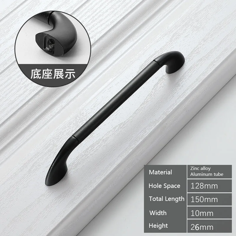 Sandy Black 128mm black gold silver metal knobs and handles for furniture modern drawer wardrobe kitchen door in Cabinet Pulls kids mini small - Цвет: Sandy Black 128mm