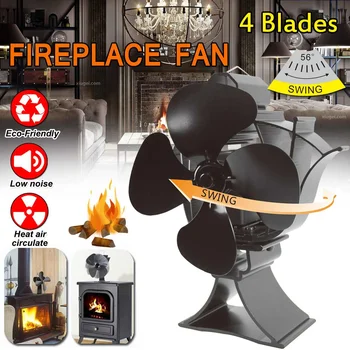 

4 Blade Stove Fan Fireplace Fan Heat Powered komin Wood Burner Eco Fan Friendly Quiet Home Efficient Heat Distribution