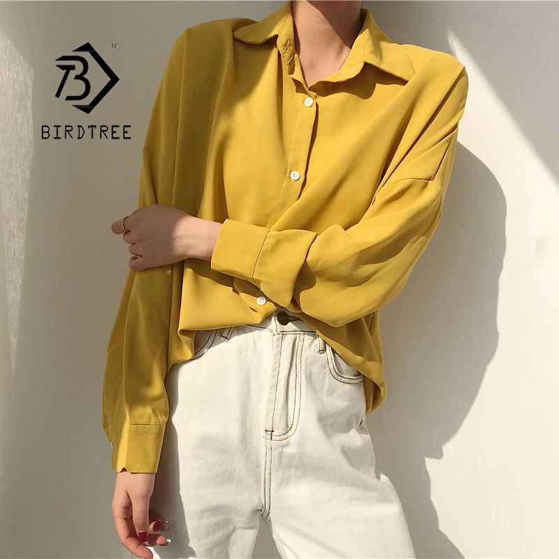 Женская шифоновая блузка с рукавом летучая мышь на пуговицах|Рубашки| |