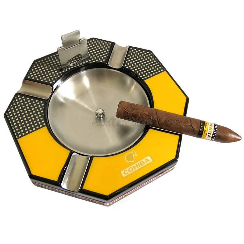 Бренд COHIBA, съемная миска, антискользящий резак, для дома и офиса, 4 сигары, металлический держатель, 4 слота, сигарета, сигара, для автомобиля, бизнес пепельница