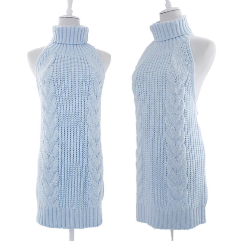 Online FORERUN Fall 2017 Fashion Virgin Killer Sweater Korean Off Shoulder Knitting Womens Sweaters Turtleneck Backless Sexy Pullovers