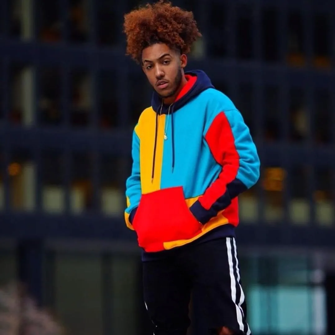 

Men Fashion Hip Hop Sweatshirt Cotton Hoodies Colorful Streetwear Hooded Clothes Male Tops Outerwear Plus Size M-2XL Sweatshirt