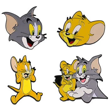 

12pcs Anime cute cat and mouse Pin Enamel figure Brooch Backpack Bag Jeans Clothes Badge Lapel Pins and brooches fashion Jewelry