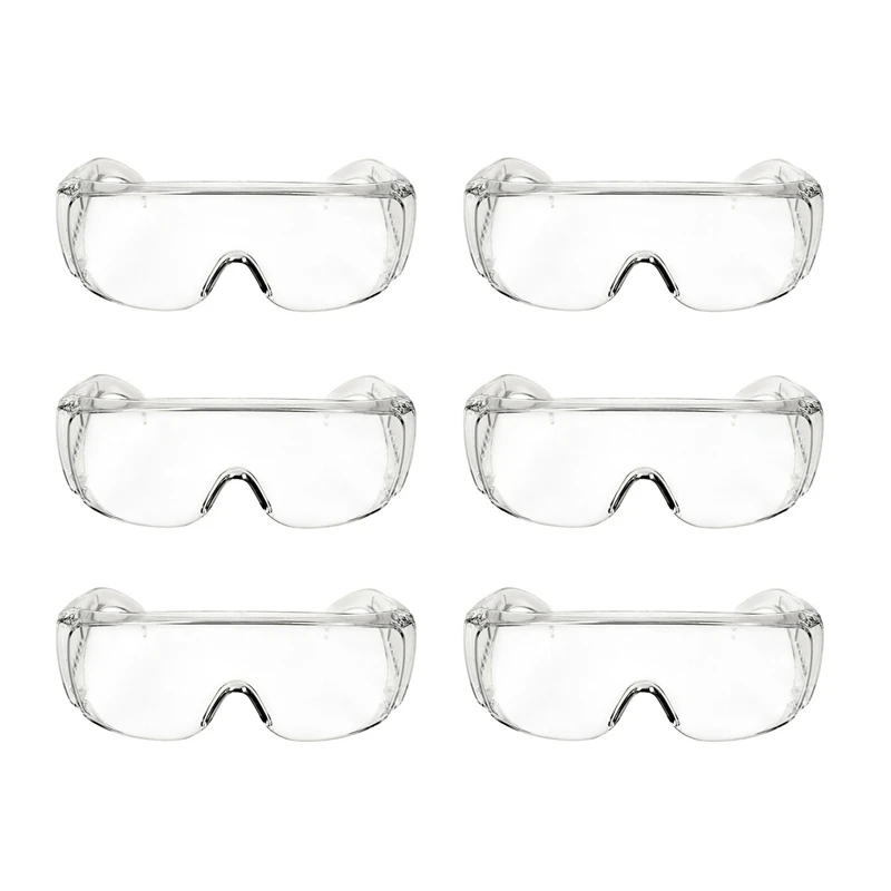 

6Pcs Antivirus Goggle Labor Protection Splash-Proof Transparent Anti-Fog Sand-Proof Riding Anti-Shock Safety Glasses