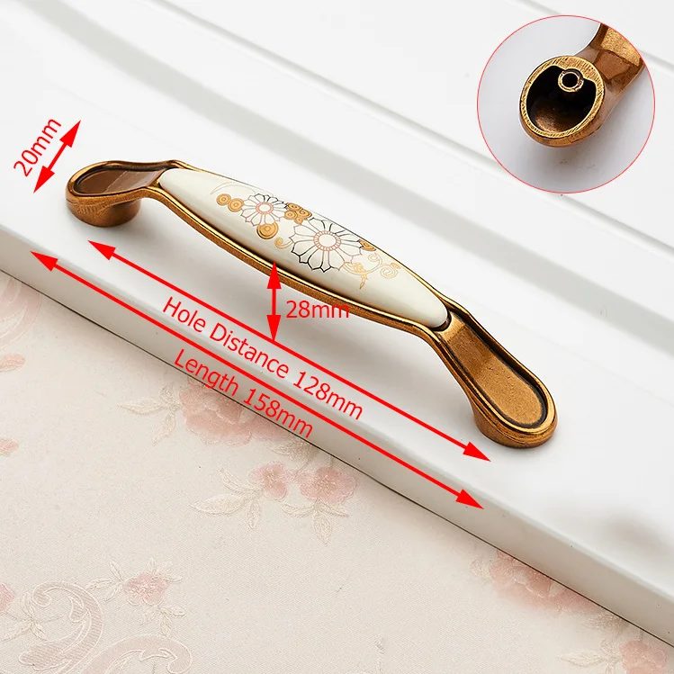 Handle-LS2011-128 Винтажные бронзовые керамические ручки для шкафов шкафчик двери шкафа тянет Европейская ручка для мебели оборудования - Цвет: Handle-LS2011-128