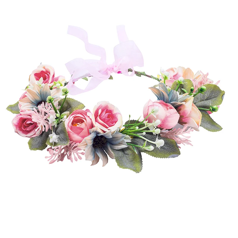 Пастельный Цветок Корона пыльно-синий свадебный цветок девушка головной убор Румяна Розовый цветочный венок для волос свадьба halo Материнство Подружка невесты