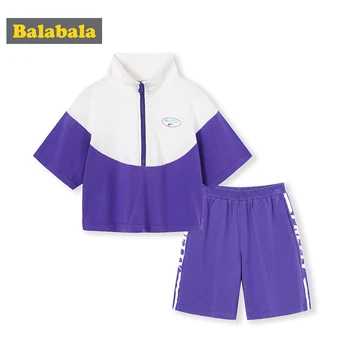 

Balabala Girls summer set 2020 new children's two-piece children's clothing fashion sportswear shorts girl suit