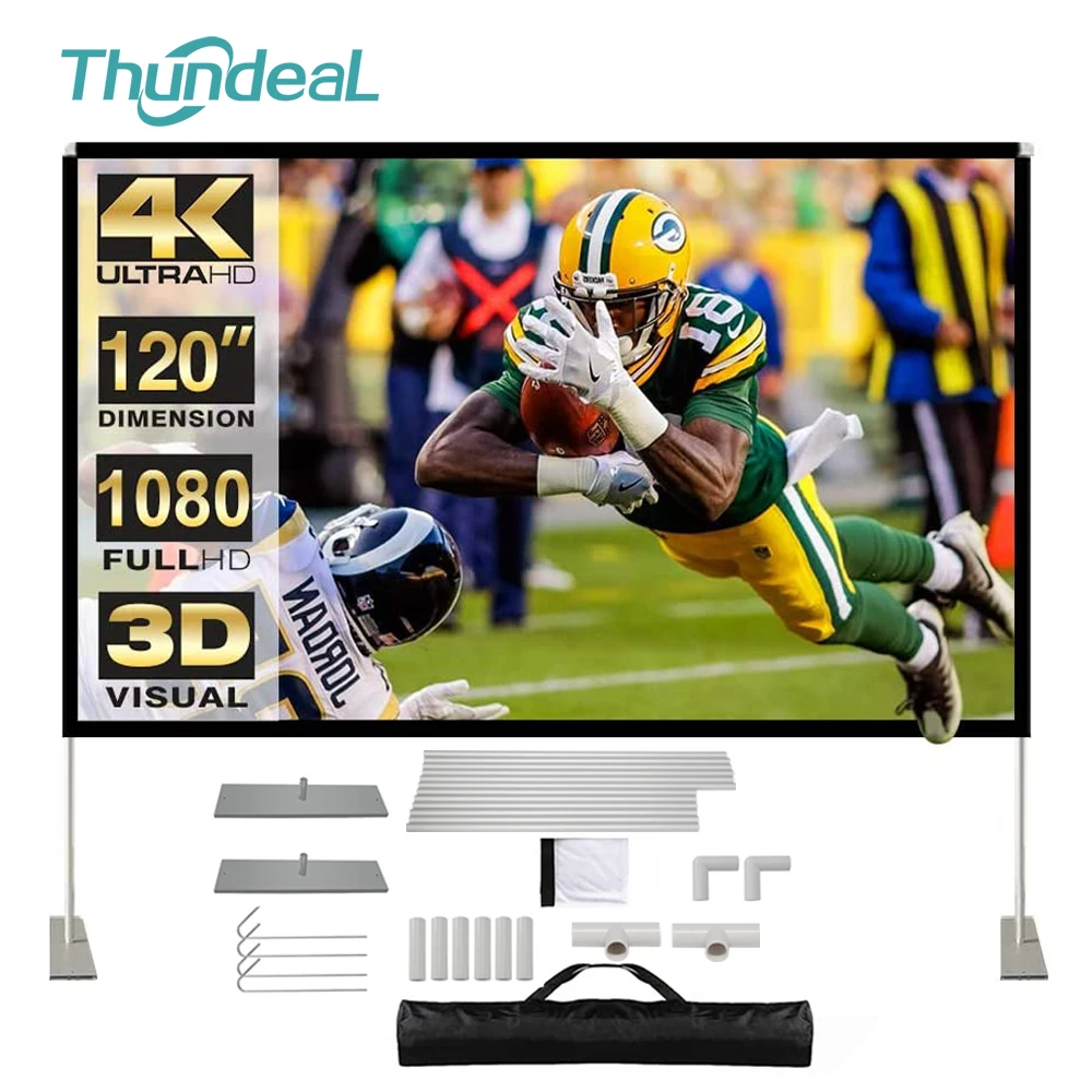 

16:9 HD Display Foldable Portable 2K 4K Projector Screen with Stand 100inch Movie Video Projection Screen Indoor Outdoor Curtain