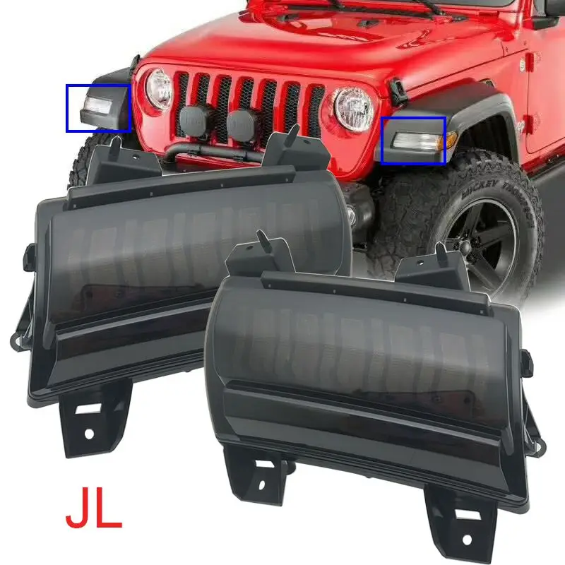 

Для Jeep Wrangler JL Sport модель 2018 2019 передние арок светодиодный боковые фонари Янтарный указатель поворота дневные ходовые огни