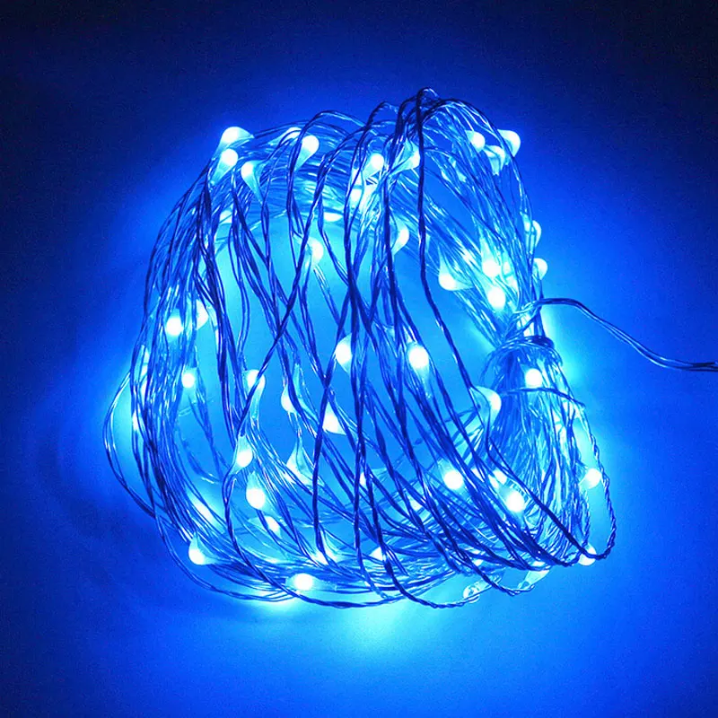 Blue Год подарки 10 м/5 м/2 м светодиодный гирлянда медная проволока гирлянды сказочные огни Noel рождественские украшения для дома Декор рождественской елки - Цвет: Blue