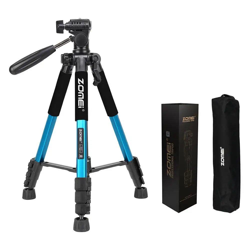 ZOMEI Q111 Профессиональный портативный дорожный алюминиевый штатив для камеры и панорамная головка для Canon Nikon sony SLR DSLR штатив для цифровой камеры - Цвет: Blue