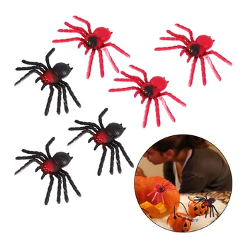 

6 PCS Imitated Rubber Spider Model Funny Prank Toy Novelty Toy for Halloween