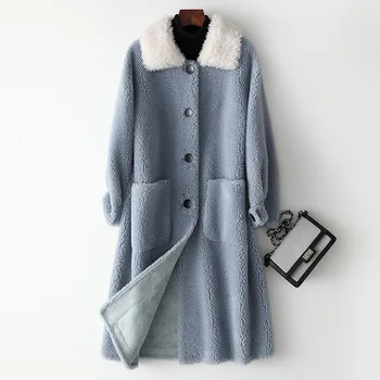 

Women Real Fur Coat Autumn Winter Sheep Fur Wool Jacket Winter Jacket 2020 Korean Warm Overcoat Manteau Femme 978007 YY467