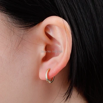 

2020 New Jewelry Statement Gold Plated Huggie Diamond Hoop Earrings Sterling Silver Jewelry