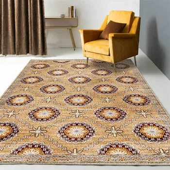 

European And American Style Vintage Brown Flower Carpet Living Room Persian Ethnic Style Hallway Rugs Bedroom Rug Kitchen Mat