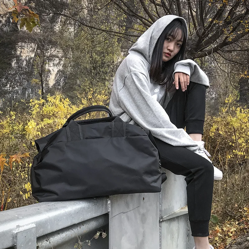 Черная Дорожная сумка Мужская и Женская Ручная дорожная короткая дорожная сумка Большая вместительная спортивная сумка для спортзала
