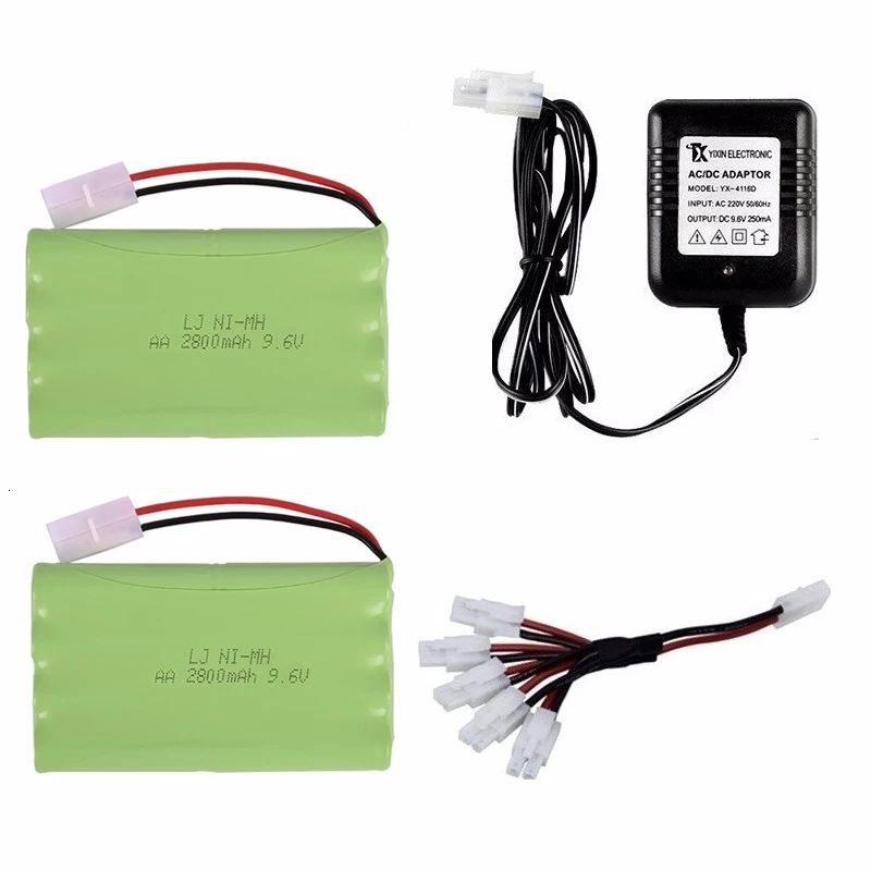 Watermelon Red Модель H) Ni-MH 9,6 V 2800mah батарея+ 9,6 v зарядное устройство для радиоуправляемого игрушечного автомобиля Танк Поезд Робот Лодка пистолет AA 9,6 v перезаряжаемый аккумулятор - Цвет: Watermelon Red