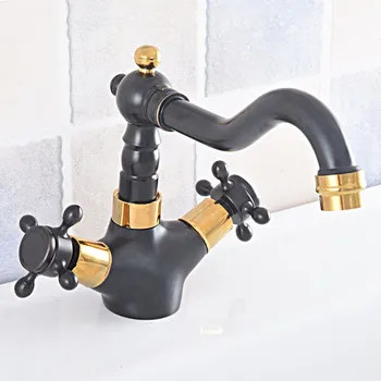 

Kitchen Wet Bar Bathroom Vessel Sink Faucet Black Oil Rubbed Bronze Gold Color Brass Swivel Spout Mixer Tap Single Hole msf800