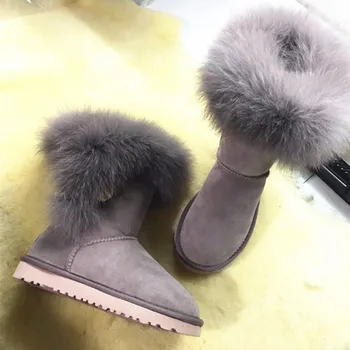 

High quality FOX fur genuiner leather nature wool women Australia snow boos fashion short sheepskin winter shoes keep worm