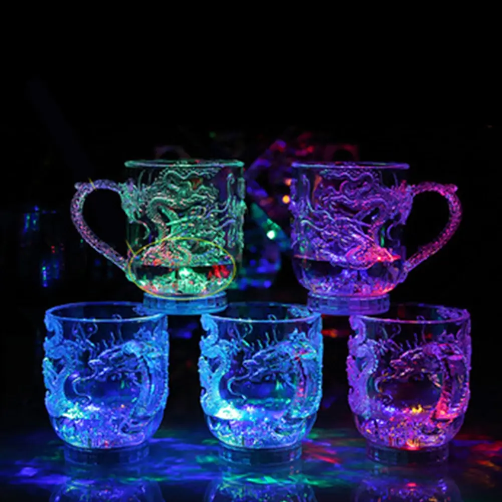 Cup LED Flash Magic Color Changing Dragon Water Activated Light-Up Beer Coffee Milk Tea Wine Whisky Bar Mug Travel Gift 1pc glass cup coffee cup beer mug