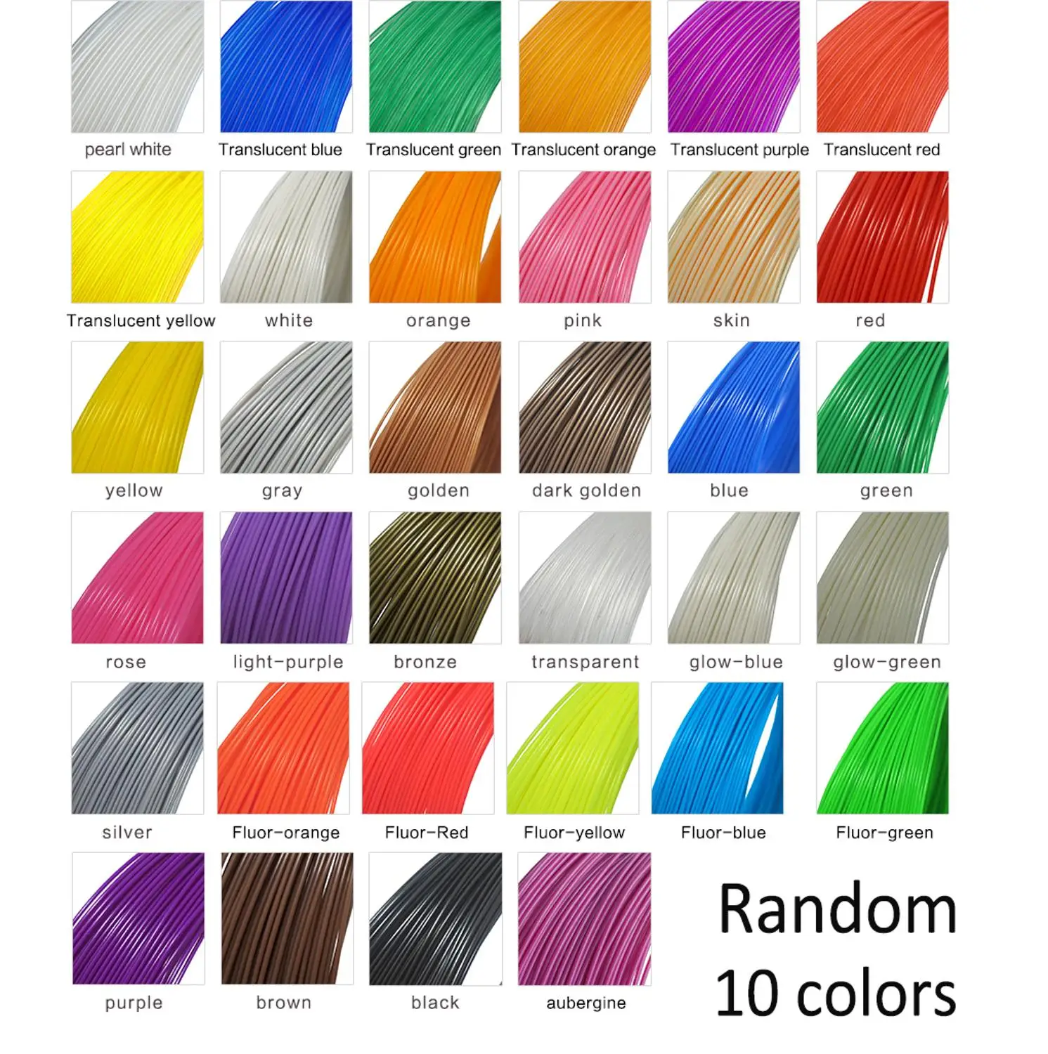 Random 10 colors Нить для 3d принтера PCL 1,75 мм, 30 цветов, пластиковая нить для 3D ручки с низкой температурой, дешевые нити для 3D ручек PCL - Цвет: Random 10 colors
