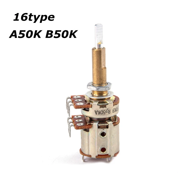 16type Double Shaft Potentiometer With Switch A50k B50k Shaft Length