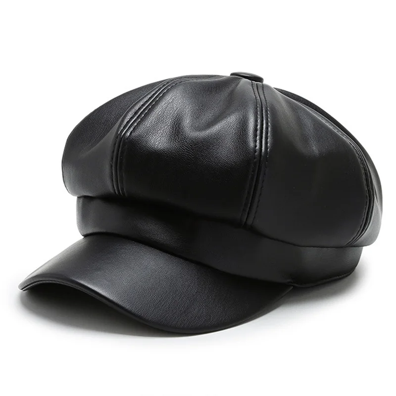 Fashion Solid color Octagonal Cap Hats Female Autumn Winter Leather Panama Stylish Artist Painter Newsboy Caps Beret Woman hat women beret,women hats