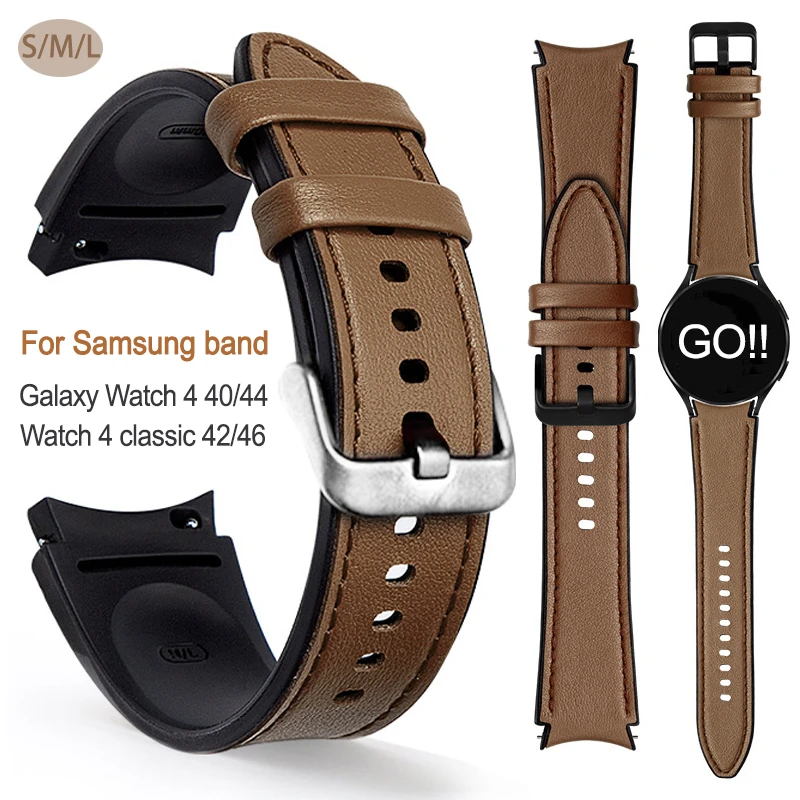 20mm Watch Strap For Samsung Watch 4 40mm 44mm Bracelet For Samsung Galaxy  Watch 4 Classic 42mm 46 Silicone+leather Watch4 Bands - Watchbands -  AliExpress