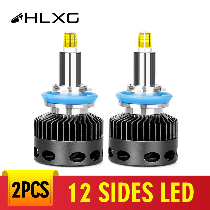 Hlxg 12 Сторон D2S H7 светодиодный 30000LM H11 H1 9005 9006 HB4 HB3 H8 H9 D3S D4S D1S Авто 12V 24V Высокий Низкий