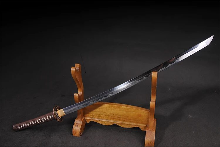 104cm length long sword Japanese real Katana handmade quality samurai swords heat tempered sharp edge orange color wooden saya
