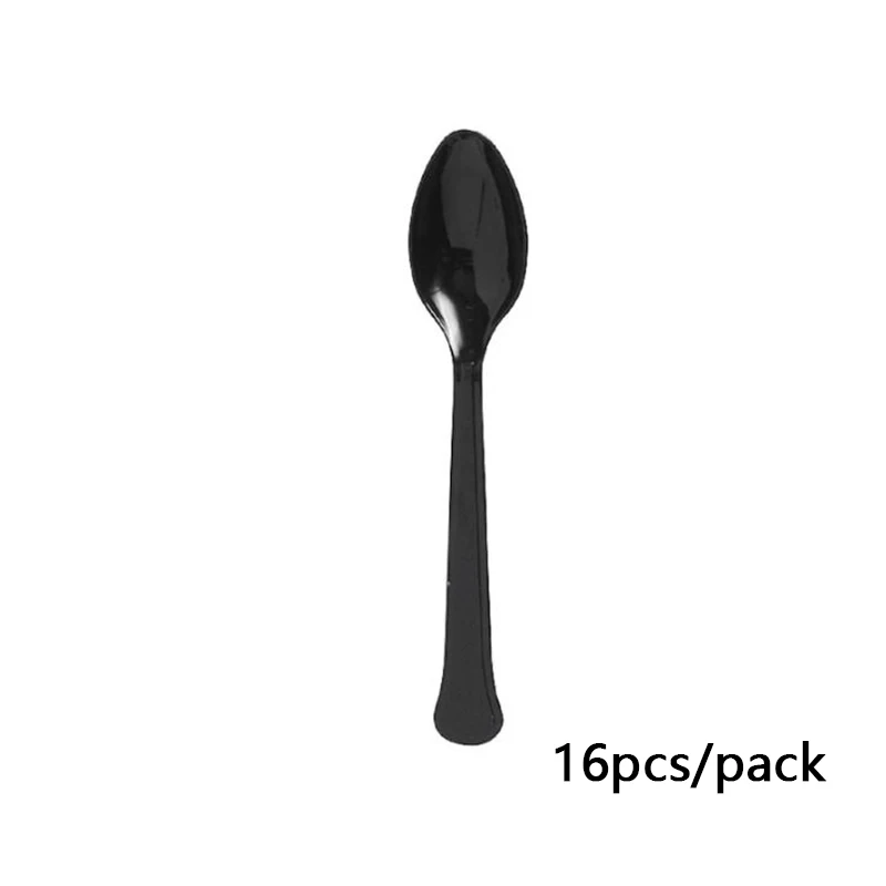 Spoon 8 шт. черный 70 с днем рождения одноразовые столовые приборы бумажные стаканчики и тарелки салфетки баннеры золотые Aniversarry вечерние украшения для взрослых - Цвет: Spoon