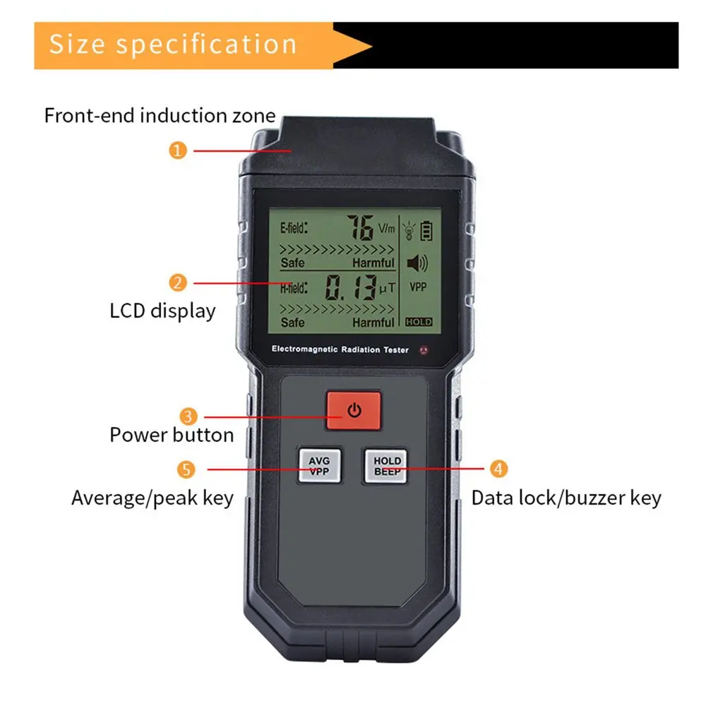 RZ825 электромагнитное поле излучения Тестер EMF счетчик цифровой дозиметр ЖК-детектор измерения для компьютера телефона