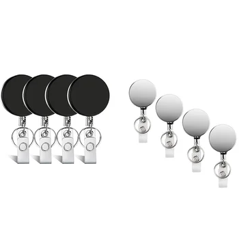 

4 Pack Badge Holder Reel Clip Retractable,ID Badge Holder with Belt Clip Key Ring &All Metal Casing Retractable Badge