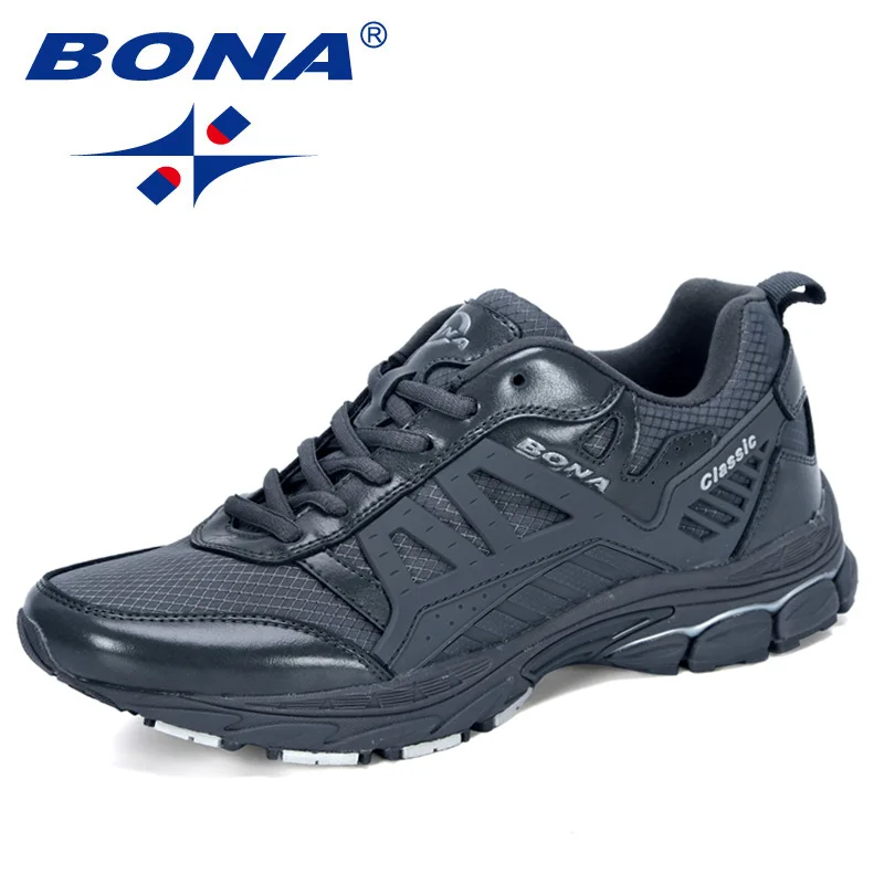 Dark grey S gray BONA/Новинка года; дизайнерская мужская обувь для бега; zapatillas hombre Deportiva; высокие мужские кроссовки для бега; прогулочная обувь - Цвет: Dark grey S gray